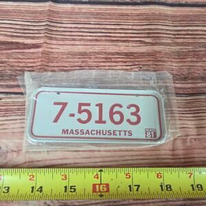 Vtg steel Mini Tricycle/Bicycle License Plate:  1981 Massachusetts 7-5163 sealed
